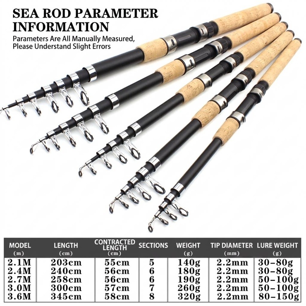 عصا صيد تلسكوبية من الألياف ال - مراجعة Telescopic Fishing Rod وسعره